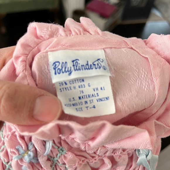 Vintage Polly Flinders Smocked Pink Dress 4T - Picture 6 of 11